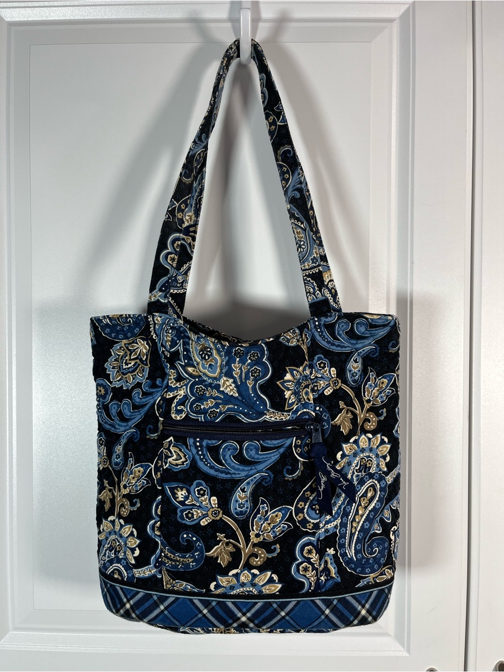Vera Bradley Retired Print Blue Paisley Quilted Tote Shoulder Bag
